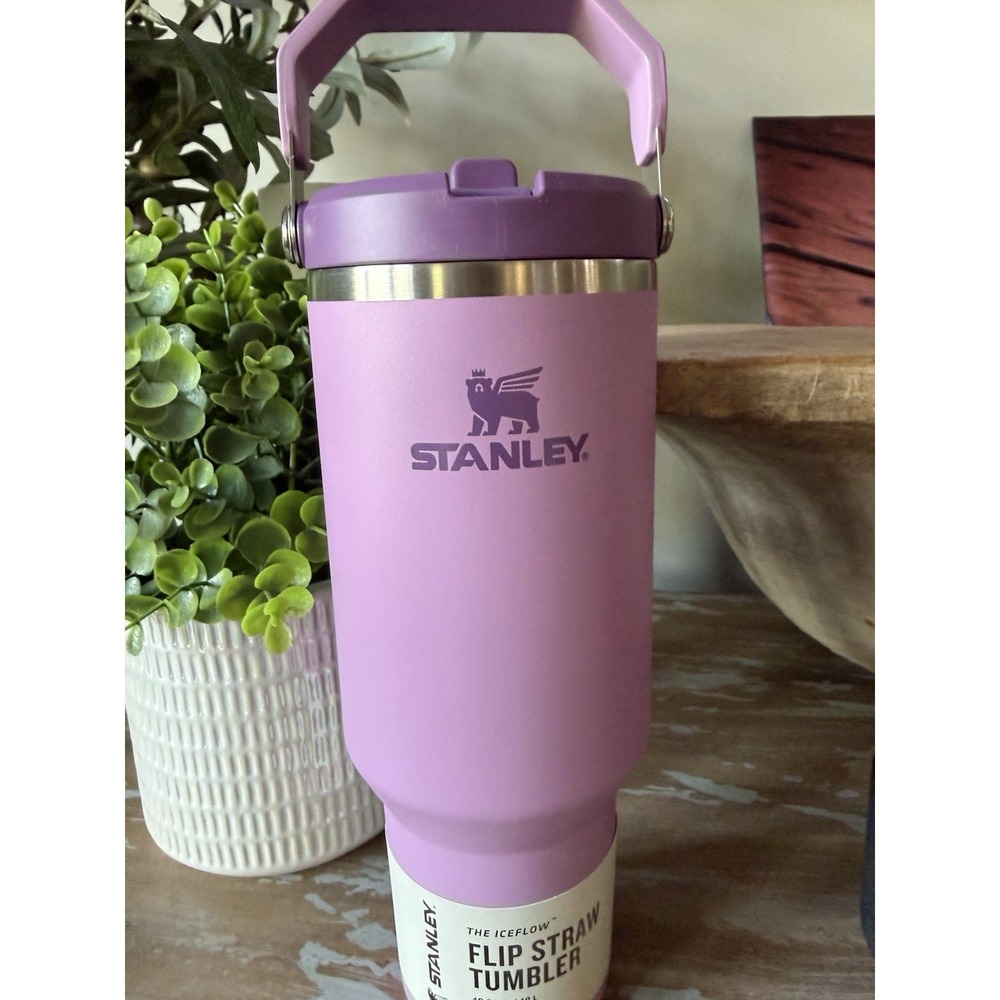 NEW Stanley 40 oz IceFlow Flip Straw Tumbler Cup Lilac Purple Handle Bottle - Picture 2 of 9